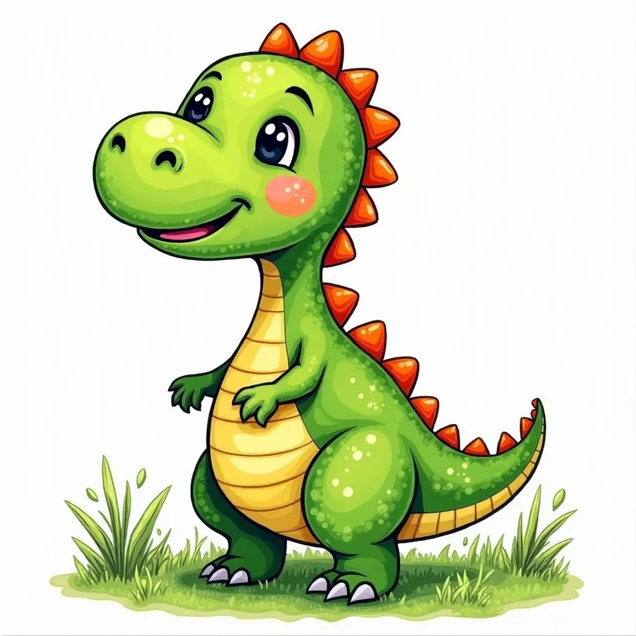 A playful cartoon dinosaur illustration