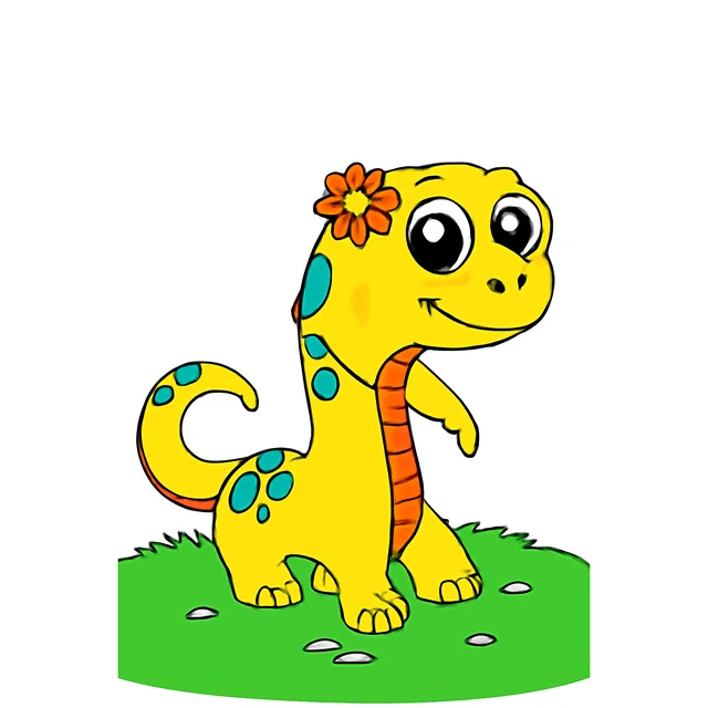 Full-color answer key for a cartoon dinosaur color-by-number page, showing which color each number should be