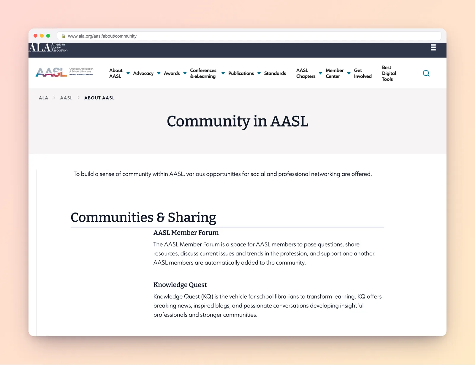 American Library Association page on school-library community programs