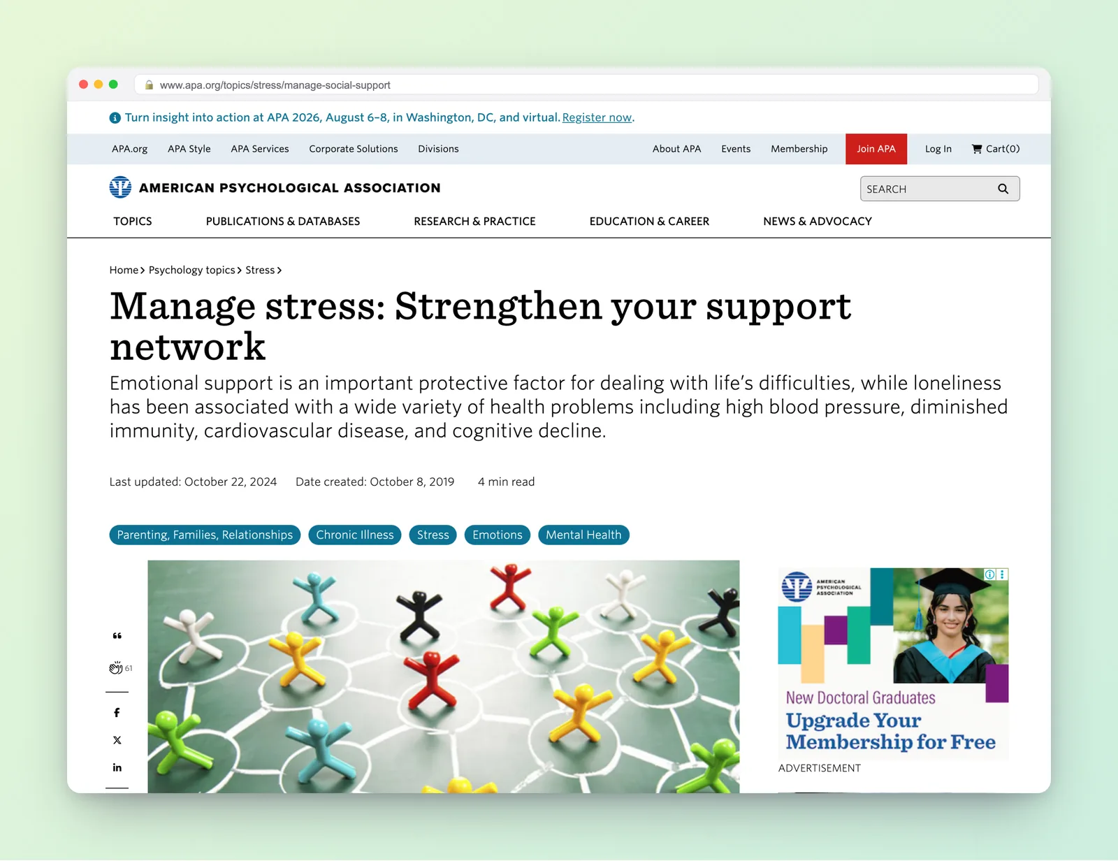 American Psychological Association guide on strengthening your social support network
