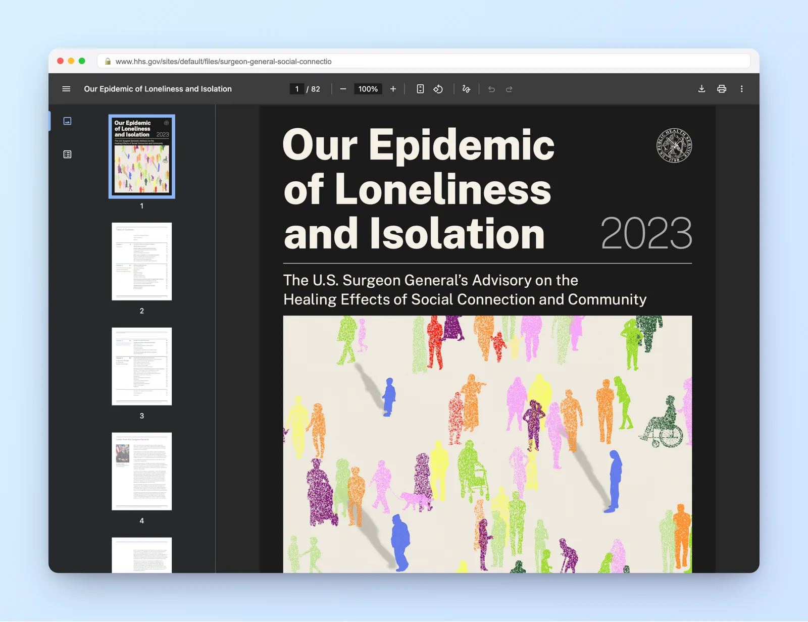 U.S. Surgeon General's 2023 advisory on the epidemic of loneliness and isolation
