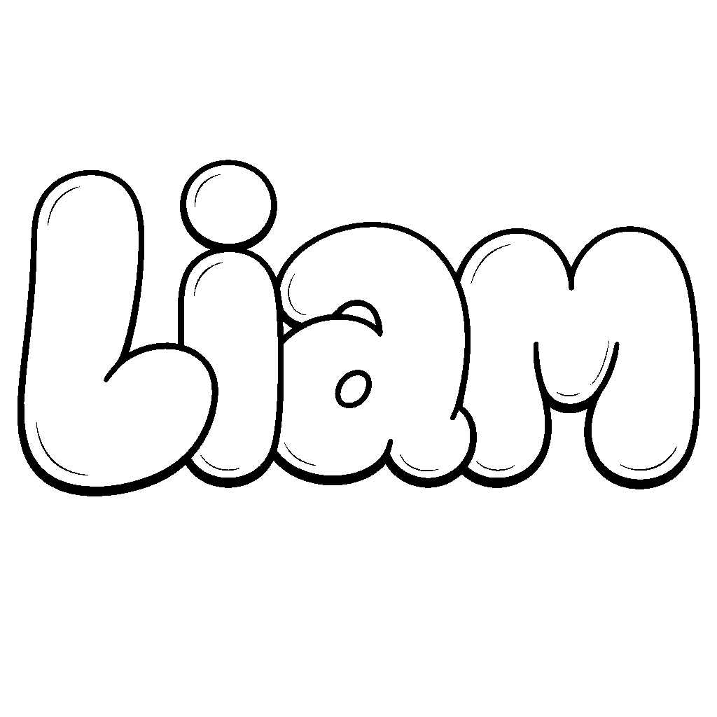 The name Liam in chunky bubble letters