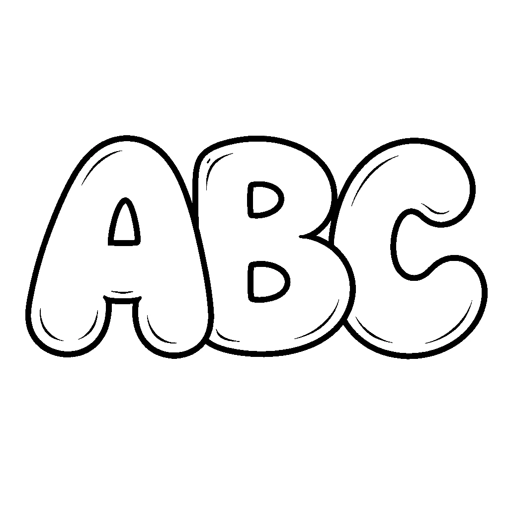 The letters ABC in big bubble letters
