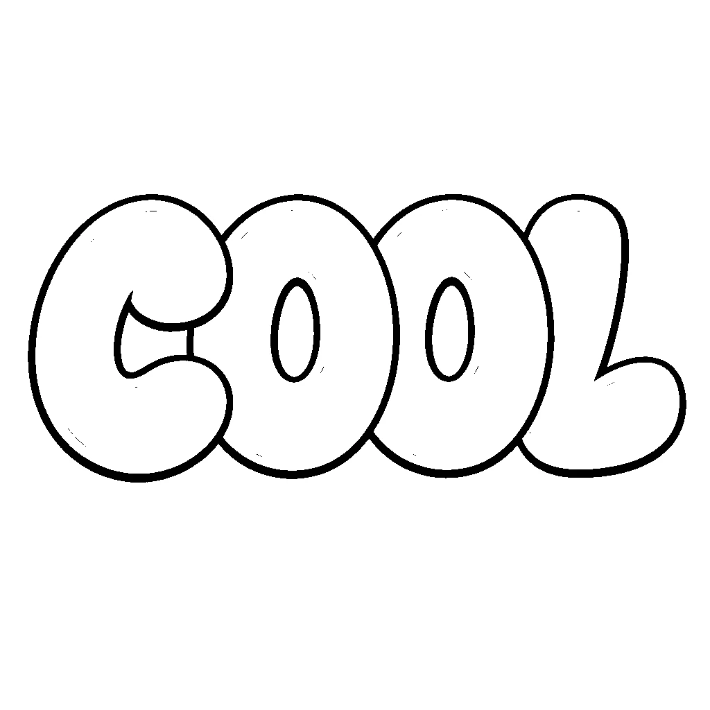 The word COOL in puffy bubble letters