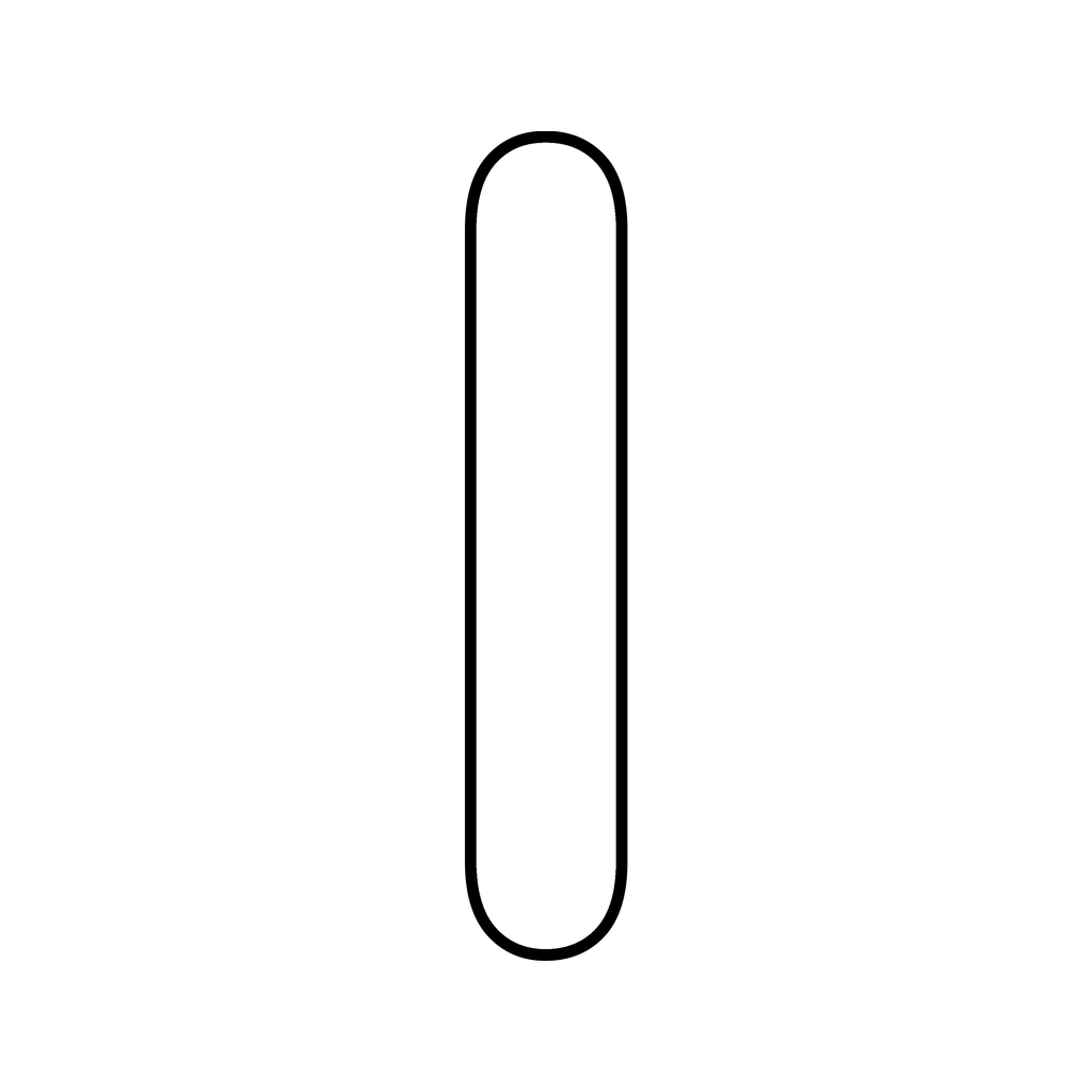A big chunky bubble letter I with a bold rounded outline on white, ready to print and colour