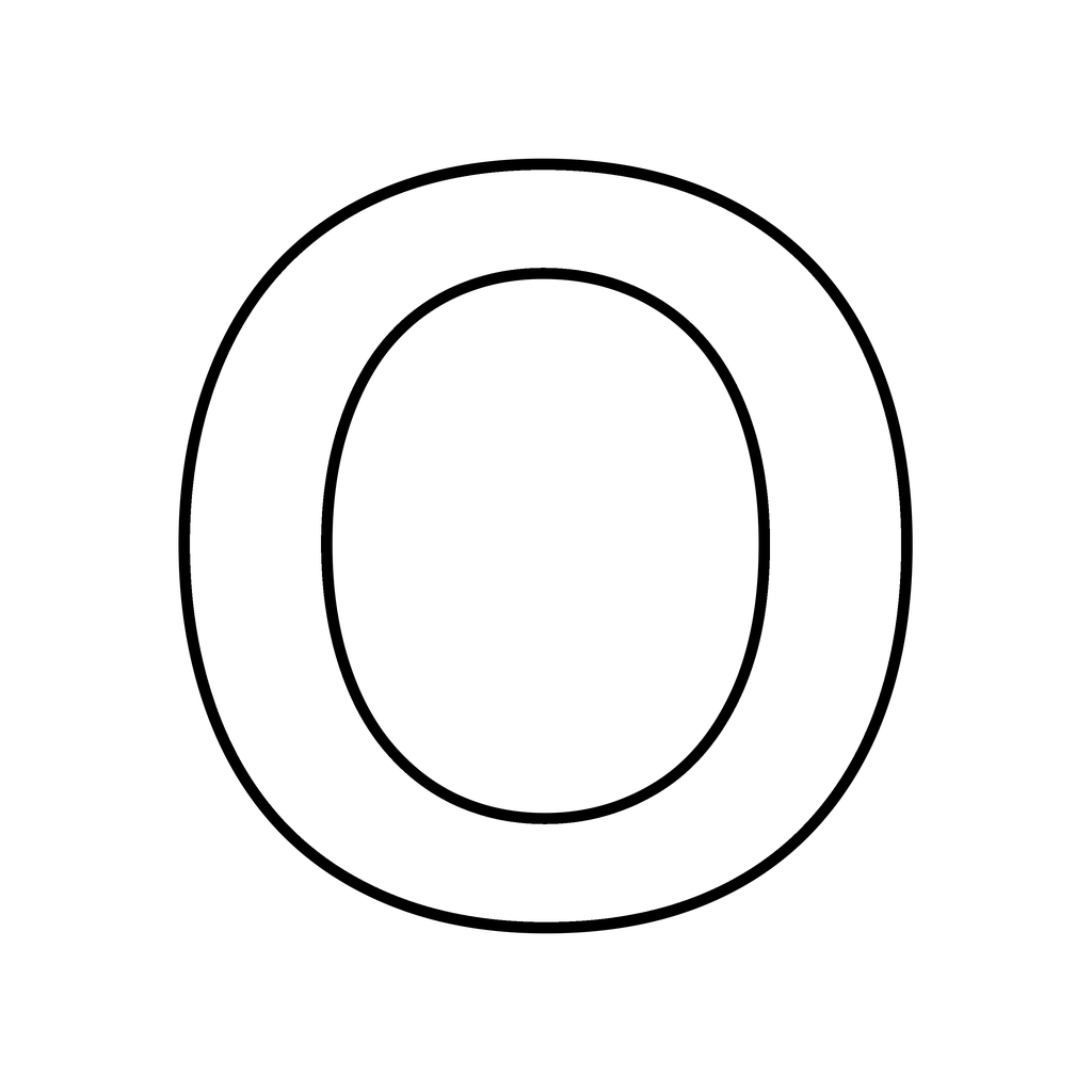 A big chunky bubble letter O with a bold rounded outline on white, ready to print and colour