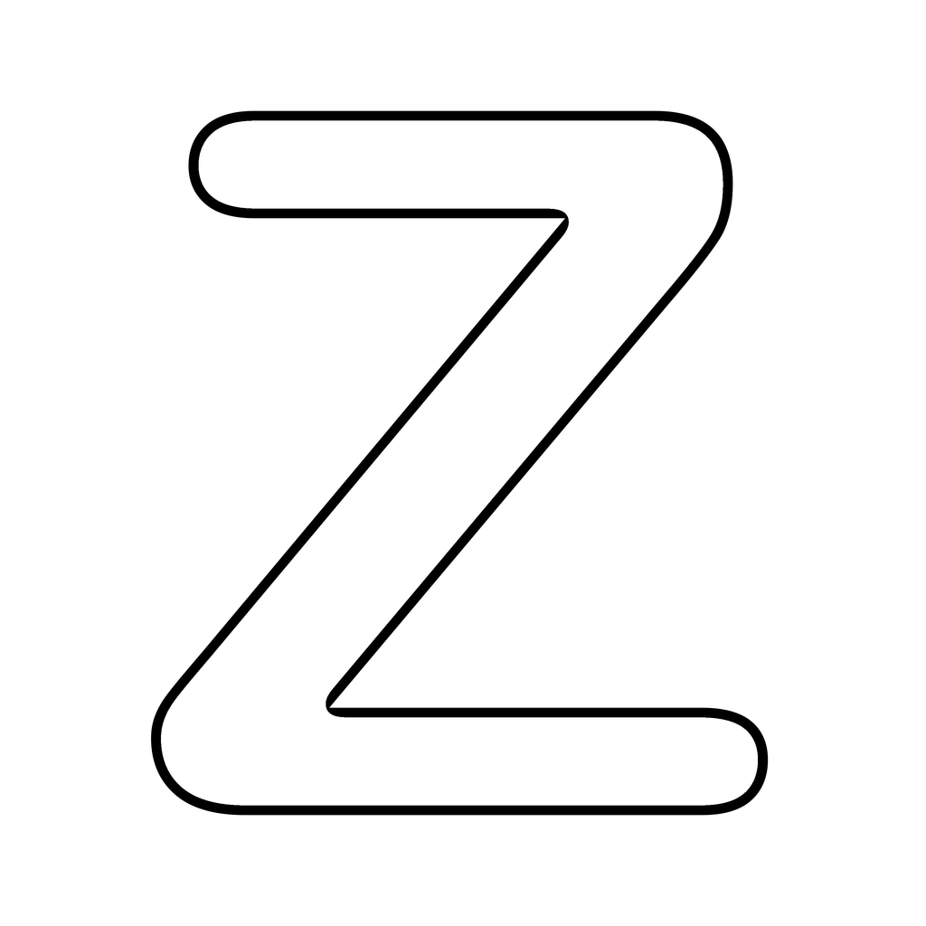 A big chunky bubble letter Z with a bold rounded outline on white, ready to print and colour