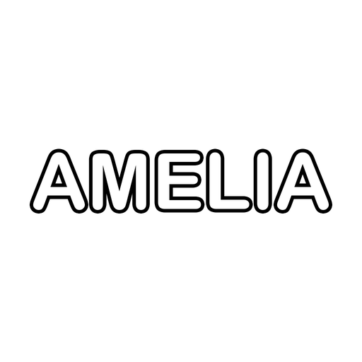 The name Amelia in big bubble letters, a free printable name coloring page