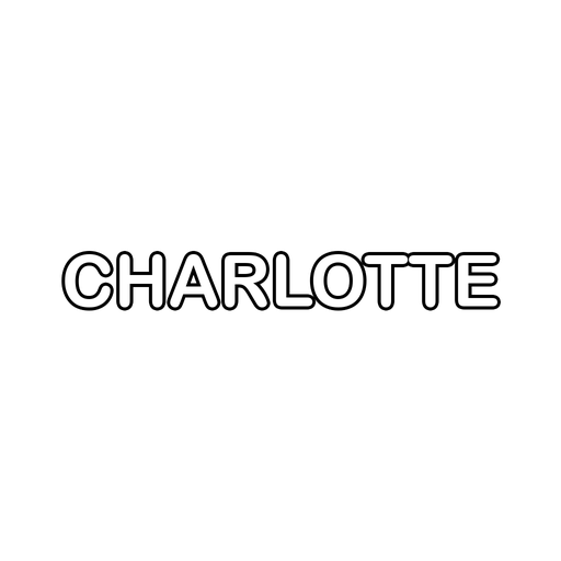 The name Charlotte in big bubble letters, a free printable name coloring page