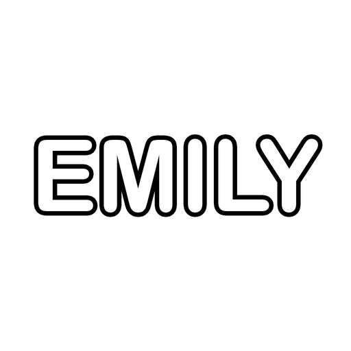The name Emily in big bubble letters, a free printable name coloring page