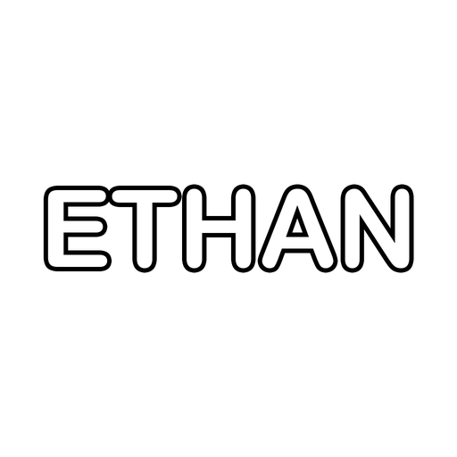 The name Ethan in big bubble letters, a free printable name coloring page