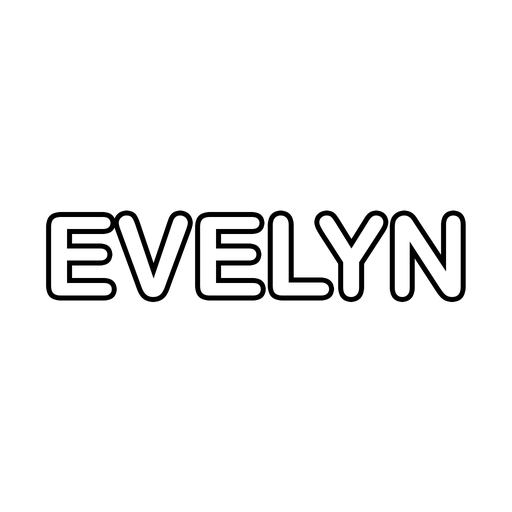 The name Evelyn in big bubble letters, a free printable name coloring page