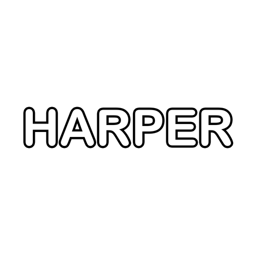 The name Harper in big bubble letters, a free printable name coloring page