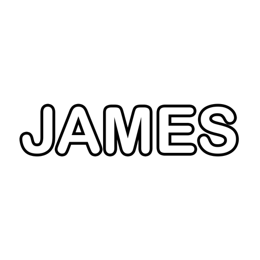 The name James in big bubble letters, a free printable name coloring page