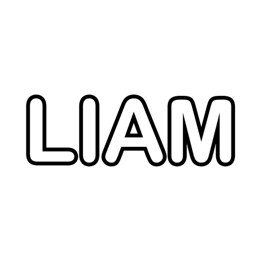 The name Liam in big bubble letters, a free printable name coloring page