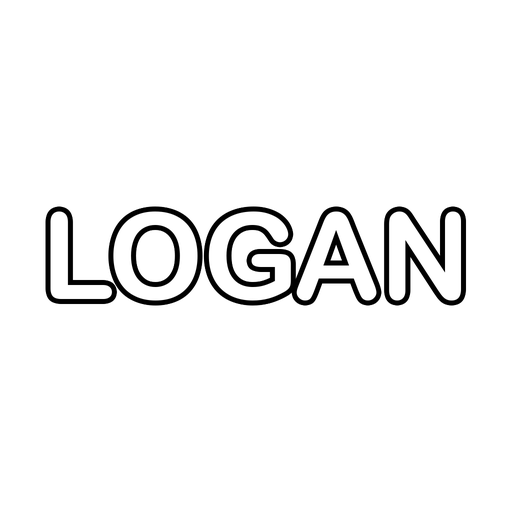 The name Logan in big bubble letters, a free printable name coloring page