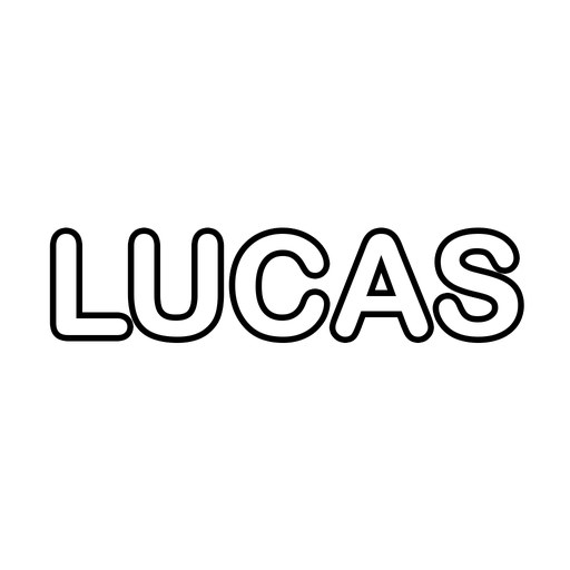 The name Lucas in big bubble letters, a free printable name coloring page