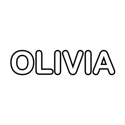 The name Olivia in big bubble letters, a free printable name coloring page