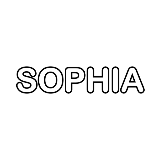 The name Sophia in big bubble letters, a free printable name coloring page