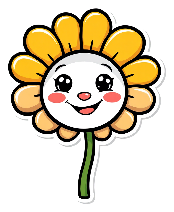 Smiling daisy, tulip and sunflower with a little bee — a free printable flower coloring page from Hello Playdate