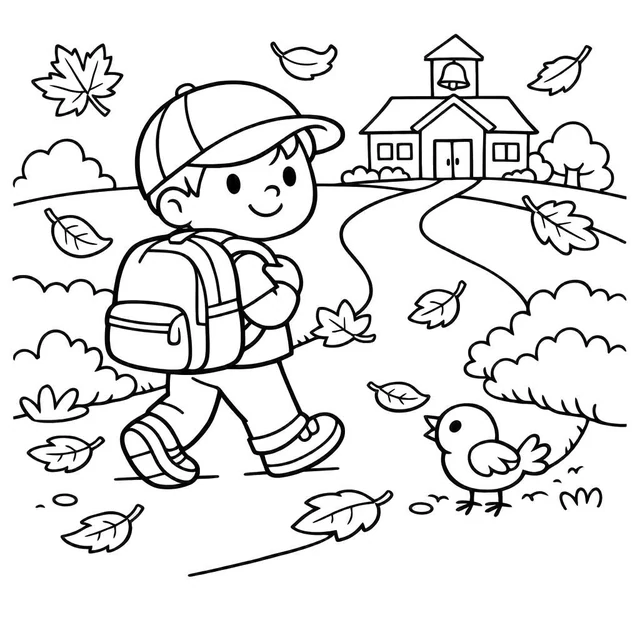 Walk to school coloring page
